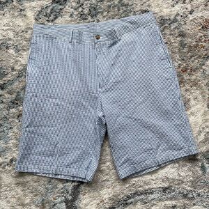 Pro Tour Blue Seersucker Flat Front Shorts Size 38